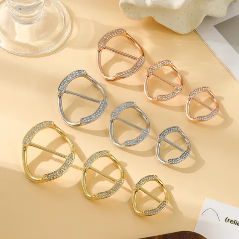Fibbia per Sciarpa in Lega di Zinco Strass Perla Artificiale Clip per Nodo di Vestiti Moda Scialle Fisso Clip Gioielli
