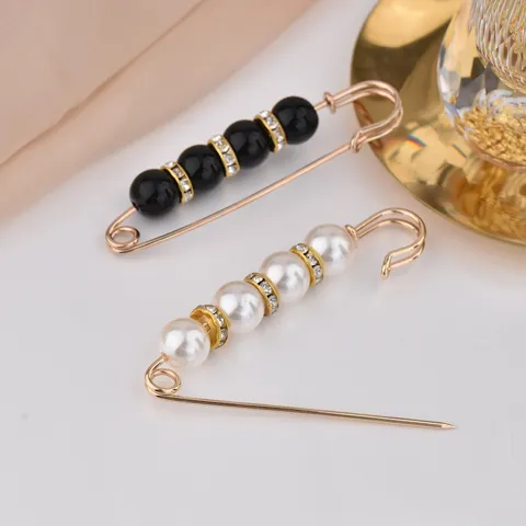Spilla di Sicurezza in Metallo Perla Artificiale Strass Regolatore di Vita Anti-Esposizione Accessori Decorativi per Abbigliamento