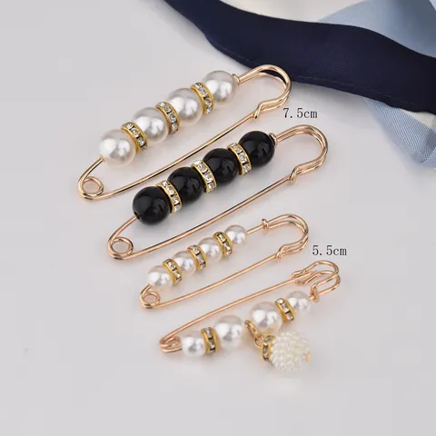 Spilla di Sicurezza in Metallo Perla Artificiale Strass Regolatore di Vita Anti-Esposizione Accessori Decorativi per Abbigliamento