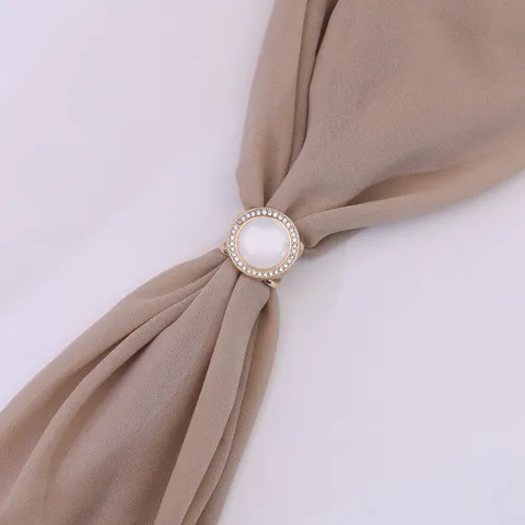 Lega di Zinco Strass Pietra Occhio di Gatto Tondo Clip per Sciarpa Anello Spilla Sciarpa Donna Accessori di Moda per Sciarpa