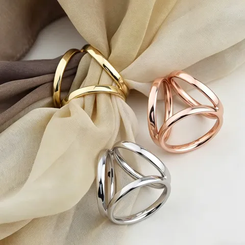 Minimalista Lega di Zinco Tre Anelli Fibbia per Sciarpa Versatile Anello per Scialle Fissatore Angolo Abiti Accessorio Gioiello