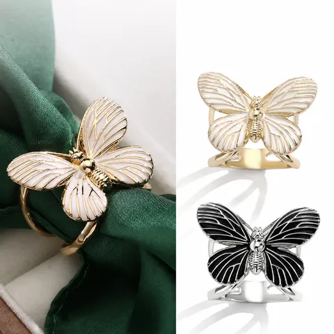 Moda Squisita Farfalla Fibbia per Sciarpa Lega Smalto Spilla Anello Per 90 Quadrato Sciarpa Sciarpa Vestiti Nodo Accessori Gioielli