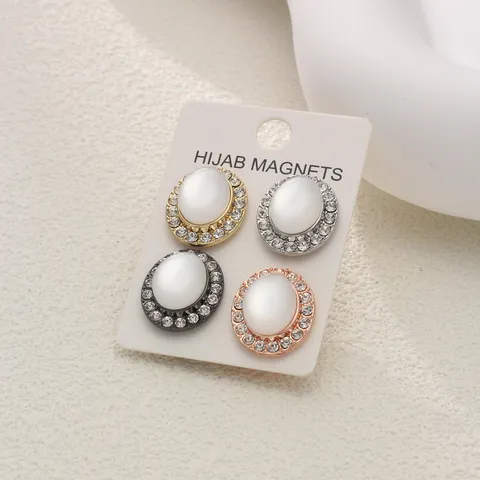 Oval Rhinestone Hijab Magnetic Pin Brooch Alloy Scarf Clip Muslim Head Scarf Fastener Jewelry Accessories For Women