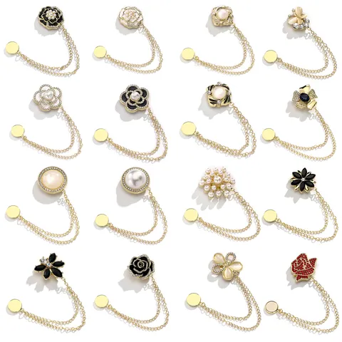 Legering Kunstparel Strass Magnetische Sjaalclip Bro brooch Speld Mode Kleding Kraag Anti-glans Gesp Voor Vrouwen