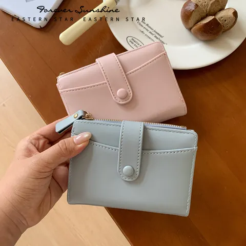 Women Macaron Color Short PU Leather Wallet Large Capacity Bi-Fold Coin Purse Ultralight Card Holder Cash Pocket Wallet For Daily