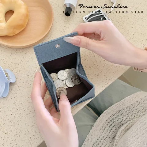 Japanische Mini Münzbörse Für Damen PU Leder Litschimuster Kleiner Geldbeutel Einfarbig Quadratische Kleingeldbörse Tragbar