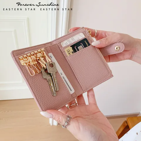 Litschikorn PU Leder Damen Geldbörse Multifunktionale Schlüsseltasche Große Kapazität Kartenhalter Mit Reißverschluss Münzfach Tasche