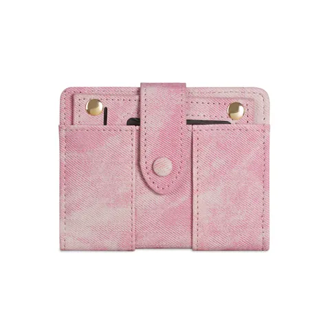 Women Short Denim Wallet Coin Purse Fashionable INS Style Small Card Holder With Metal Snap Foldable Pocket Purse