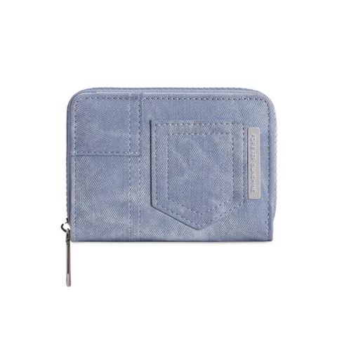 Portafoglio Corto da Donna con Texture Denim Stile Coreano Tasca Multicarta Cerniera Portamonete Casual Bifold Porta Carte Pochette Regalo