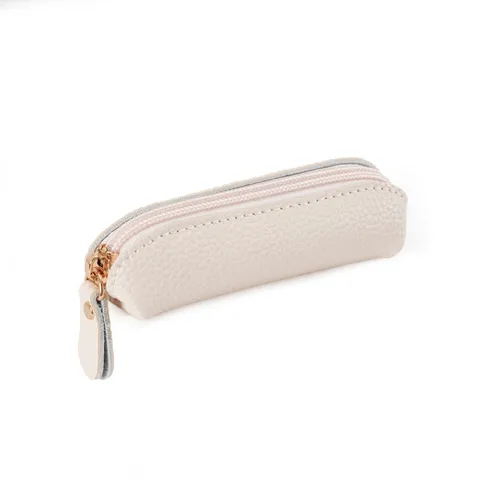 Mini PU-Leder Münzgeldbörse Für Damen Tragbare Lippenstift-Tasche Litschitextur Einfarbig Reißverschluss Kleiner Geldbeutel