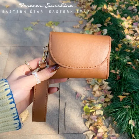 Damen Kurze Geldbörse PU Leder Große Kapazität Portemonnaie Mit Breiter Handschlaufe Minimalistischer Koreanischer Stil