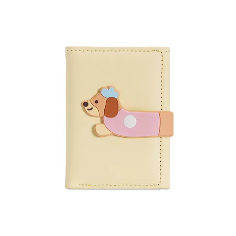 Cute Cartoon Dachshund Dog Women Short Trifold Wallet High Capacity PU Leather Card Holder Clasp Coin Purse School Girl Pocket Wallet Purse