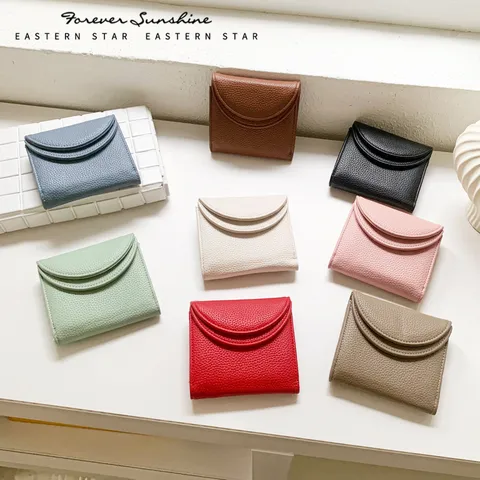 Mini PU-Leder Halbkreisklappe Münzbörse Für Damen Einfarbig Kleines Portemonnaie Mit Multi Kartenfächern Mode Kartenhalter