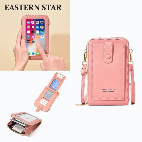Borsa da Donna per Cellulare Touchscreen in Pelle PU Borsa a Tracolla Mini Borsa a Spalla Portafoglio Multi Slot Stile Urbano