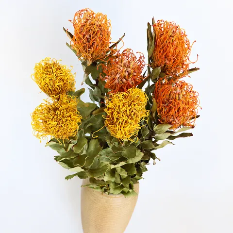 Natural Dried Flower Branch Nordic Style Home Decor Yellow Orange Single Stem Floral Arrangement Botanical Ornament