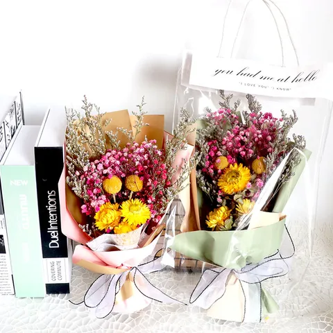 Natural Dried Gypsophila Flower Bouquet Handcrafted Floral Arrangement Gift For Holiday Home Decor