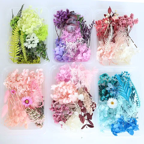 Kit di Materiale di Fiori Secchi Preservati Ortensia Erba Coda di Coniglio Per Aromaterapia Fiore Galleggiante Arredamento