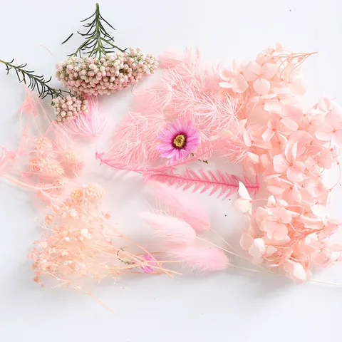 Kit di Materiale di Fiori Secchi Preservati Ortensia Erba Coda di Coniglio Per Aromaterapia Fiore Galleggiante Arredamento
