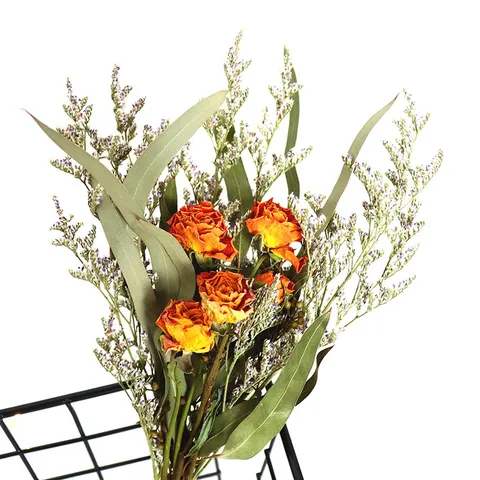 Natural Dried Flower Bouquet Rose Globe Amaranth Mixed Floral Arrangement For Home Decor Festival Gift