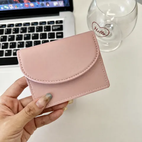 Korean Style Minimalist PU Leather Card Holder Wallet For Women Multi Card Slots Solid Color Croco Pattern RFID Blocking Purse