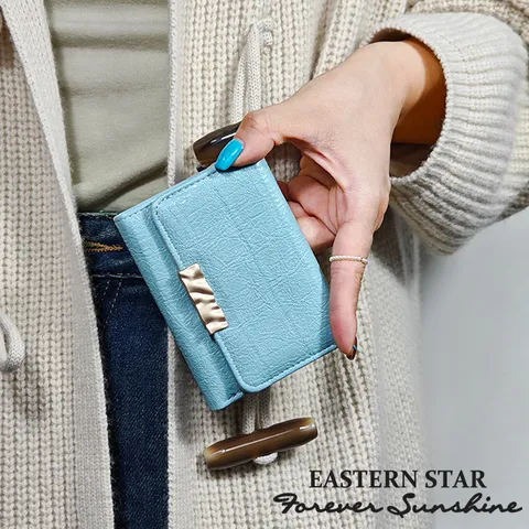 Women Crocodile Pattern Mini Wallet Fashion PU Leather Small Coin Purse Multi Functional Card Slot Triple Fold Short Wallet
