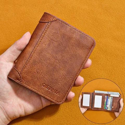 Men's Vintage PU Leather Short Wallet With Driver's License Holder Ultra-thin Multi-functional Card Bag Solid Color Business Credit Card Wallet