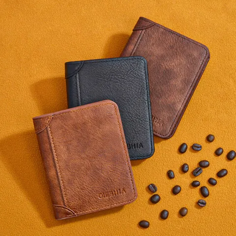 Men's Vintage PU Leather Short Wallet With Driver's License Holder Ultra-thin Multi-functional Card Bag Solid Color Business Credit Card Wallet