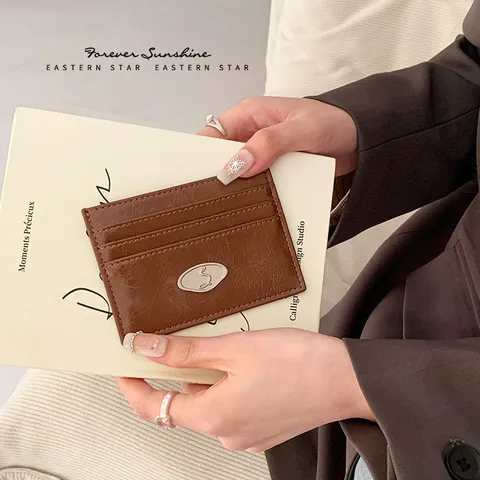Minimalist PU Leather Card Holder Envelope Style Short Wallet For Women Multi Slot Coins Purses Business Card Case Travel Bag Accessories