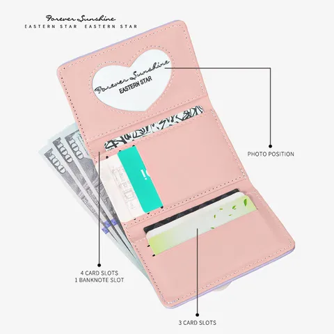 Billetera Corta Tríptica de Cuero PU con Relieve de Gato Lindo Cartera Pequeña Tarjetero Monedero con Correa de Hebilla