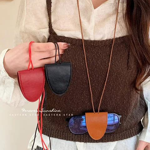 Collar Soporte de Gafas de Sol Multifunción de Cuero PU para Mujer Cordón de Almacenamiento de Gafas Cadena Decorativa