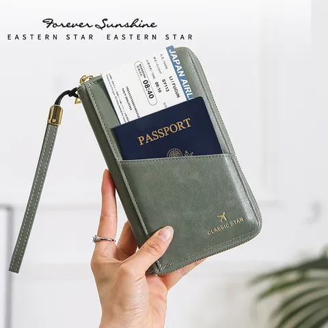 RFID Blockierung Reisepasshülle PU Leder Reißverschluss Lange Brieftasche Für Damen Herren Multifunktions Kartenetui Dokumente Organizer