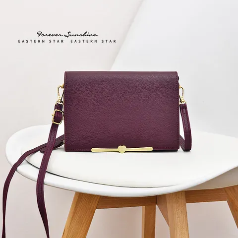 Damen Umhängetasche Multifunktionale PU Leder Geldbörse Handy Schultertasche Mit Herz Schnalle Einfarbig Retro Quadratische Tasche