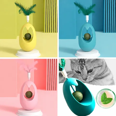 Interactive Cat Toy Tumbler With Catnip Ball And Feather Kitten Self Amusement Teaser Plastic Pet Supplies