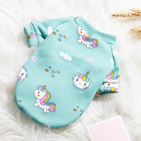 Cute Cartoon Pet Dog Cat Hoodie Milk Silk Velvet Warm Pullover Clothes Cute Bear Unicorn Dinosaur Print Pet Apparel
