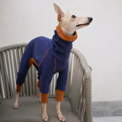 Dog Fleece Jumpsuit Warm High Neck Four-Legged Clothes For Whippet Greyhounds Winter Thermal Pet Apparel Outfit