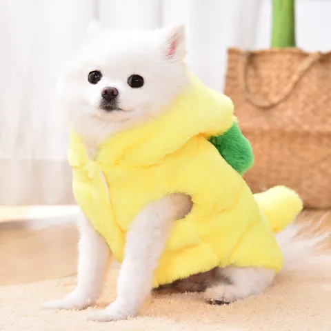 Pet Dog Clothes Autumn Winter Warm Banana Costume Cute Fleece Apparel For Small Dogs Cats Puppy Pet Party Outfit Gift