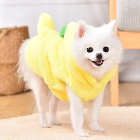 Pet Dog Clothes Autumn Winter Warm Banana Costume Cute Fleece Apparel For Small Dogs Cats Puppy Pet Party Outfit Gift