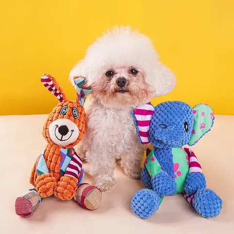 Cute Animal Plush Dog Toy Squeaky Interactive Teething Chew Toy for Puppy Pet Daily Play and Teething Pet Supplies
