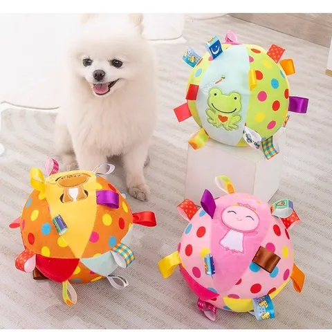 Peluche Perro Juguete Sonoro Lindo Animal Dibujos Animados Bordado Bola Sonido Interactiva Cachorro Dentición Juguete Masticar Suministros