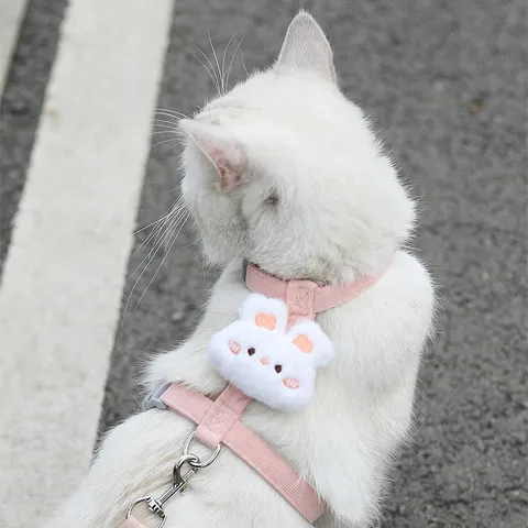 Cute Rabbit Bear Plush Cat Harness And Leash Set Anti Escape Vest Style Walking Strap For Small Pets Cat Supplies