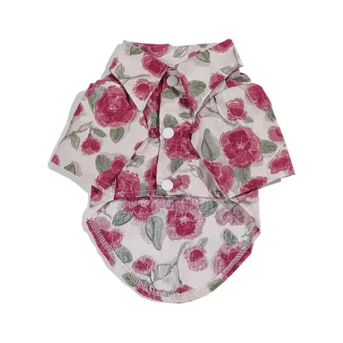 Huisdier Kleding Hond Zomer Bloemen Resort Hemd Puppy Ademend Polyester Korte Mouw Top Kleine Hond Kleding
