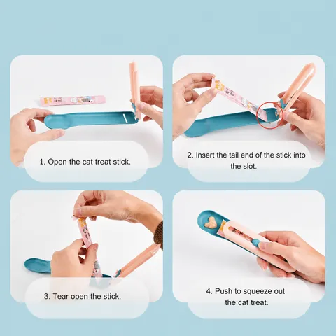 Huisdier Kat Strip Feeder Plastic Knijp Lepel Handig Huisdier Voeding Hulpmiddel Kat Snack Squeezer Kat Benodigdheden