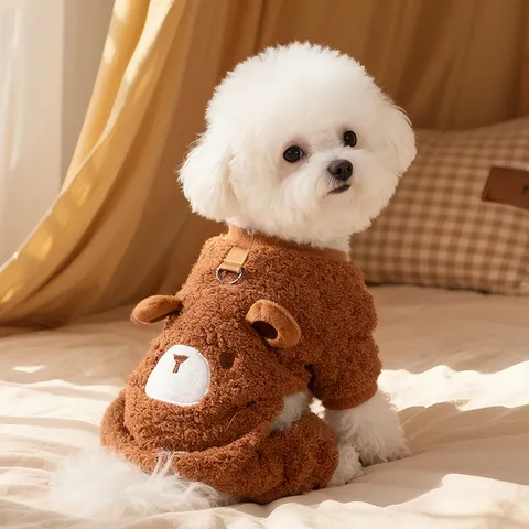 Cute Cartoon Pet Winter Warm Fleece Clothes Cute Bear Duck Design Two-Legged Apparel For Dogs And Cats