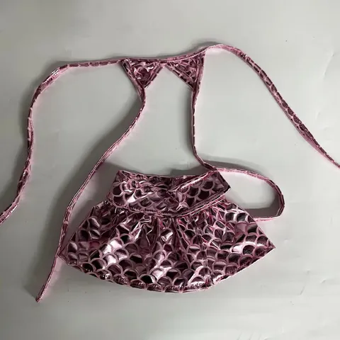Summer Pet Bikini Swimsuit Cat Dog Clothes Holographic Scale Print Halter Vest Ruffled Skirt
