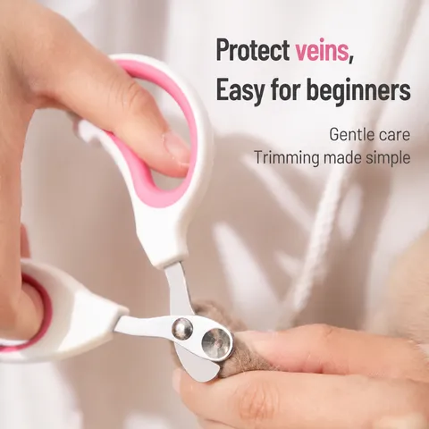 Pet Nail Clipper Safety Round Hole Cat Dog Nail Scissors ABS Stainless Steel Grooming Tool For Small Animals