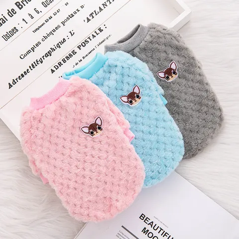 Pet Dog Hoodie Autumn Winter Warm Fleece Sweatshirt Cute Puppy Embroidery Clothes For Small Dogs Cats XS-XL