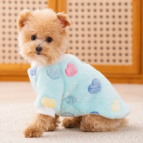 Haustier Warmer Fleece Kapuzenpullover Herbst Winter Süßer Herz Druck Zweibeinige Kleidung Weiche Bekleidung Für Kleine Hunde Katzen Welpen