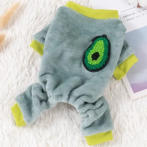 Pet Dog Clothes Autumn Winter Warm Thickened Four Legged Hoodie Cute Fruit Embroidery Small Dogs Cats Apparel