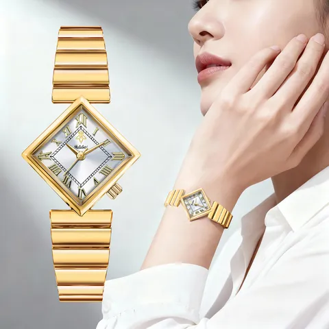 Reloj de Cuarzo con Esfera Cuadrada Pequeña Minimalista para Mujer Elegante Aleación Color Oro Plata Impermeable Moda Reloj de Pulsera Regalo