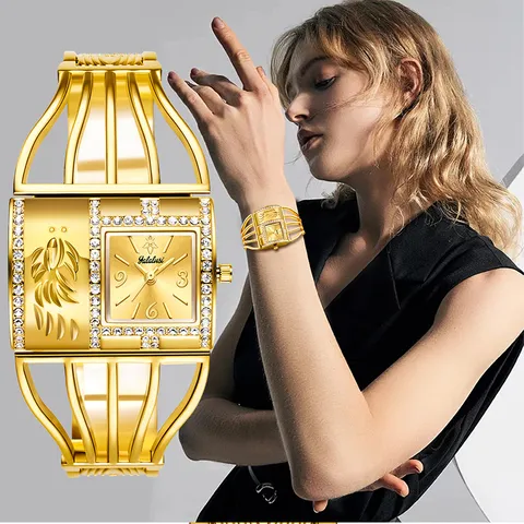 Reloj de Cuarzo para Mujer Correa de Jaula de Aleación Esfera Cuadrada de Strass Reloj de Pulsera Moda Casual Joyería de Dama